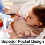 Ramede 3 Pcs Waterproof Baby Bib Washable Toddler Bibs Soft Feeding Bibs with Food Catcher for Baby Boy or Girl Eating Travel Home Supplies, Lovely - Image 5
